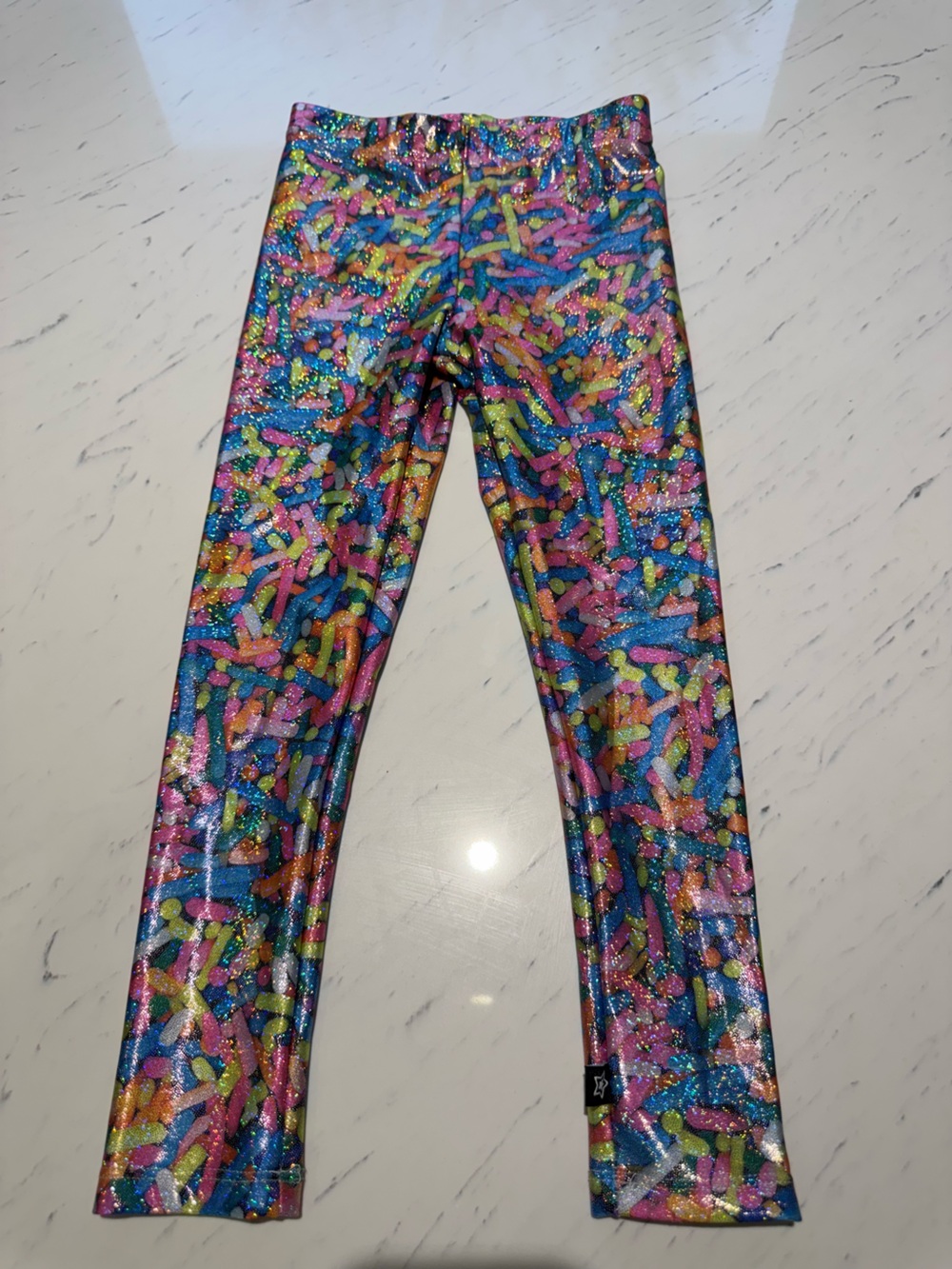 Pixielane Girls Multi-Color Glitter Snack Print Leggings